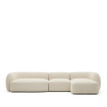 Martina 4-Sitzer-Modulsofa aus Chenille mit Chaiselongue rechts, ecru, 377 cm