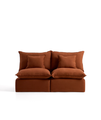 Anarela 2-Sitzer-Modulsofa mit abnehmbarem Bezug aus terrakottafarbenem Leinen, 180 cm FSC Mix Credit