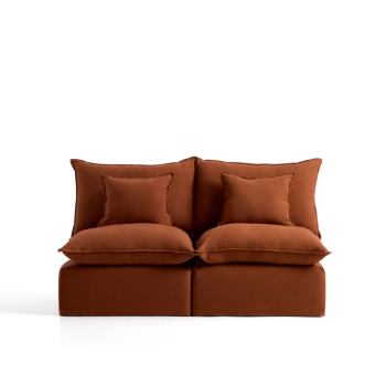 Anarela 2-Sitzer-Modulsofa mit abnehmbarem Bezug aus terrakottafarbenem Leinen, 180 cm FSC Mix Credit