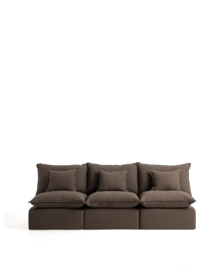 Anarela 3-Sitzer-Modulsofa mit abnehmbarem Leinenbezug