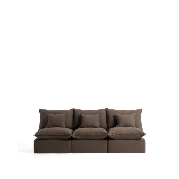 Anarela 3-Sitzer-Modulsofa mit abnehmbarem Leinenbezug