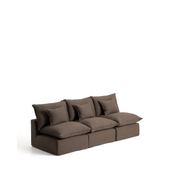 Anarela 3-Sitzer-Modulsofa mit abnehmbarem Leinenbezug