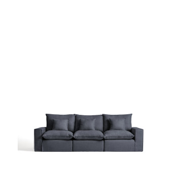 Anarela 3-Sitzer-Modulsofa mit abnehmbarem Bezug aus Leinen und Viskose