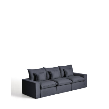 Anarela 3-Sitzer-Modulsofa mit abnehmbarem Bezug aus Leinen und Viskose