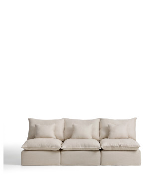 Anarela 3-Sitzer-Modulsofa mit abnehmbarem Bezug aus Leinen und Viskose