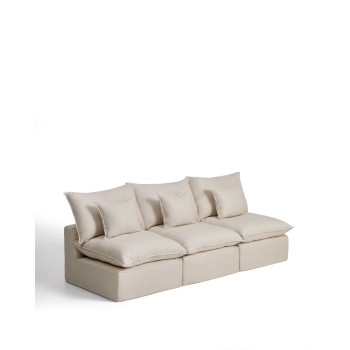 Anarela 3-Sitzer-Modulsofa mit abnehmbarem Bezug aus Leinen und Viskose