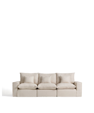 Anarela 3-Sitzer-Modulsofa mit abnehmbarem Bezug aus Leinen und Viskose