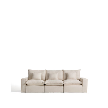 Anarela 3-Sitzer-Modulsofa mit abnehmbarem Bezug aus Leinen und Viskose