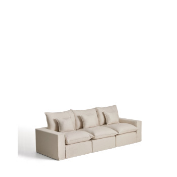 Anarela 3-Sitzer-Modulsofa mit abnehmbarem Bezug aus Leinen und Viskose