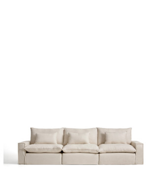 Anarela 5-Sitzer Modulsofa mit abnehmbarem Bezug aus Leinen und Viskose