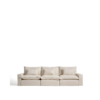 Anarela 5-Sitzer Modulsofa mit abnehmbarem Bezug aus Leinen und Viskose