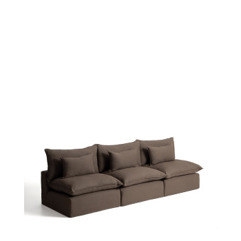 Anarela 5-Sitzer-Modulsofa mit abnehmbarem Bezug aus taubengrauem Leinen, 330 cm, FSC Mix-zertifiziert