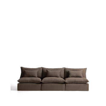 Modulsofa Anarela, 5-Sitzer, mit abnehmbarem Bezug aus taubengrauem Leinen, 330 cm, FSC Mix-zertifiziert