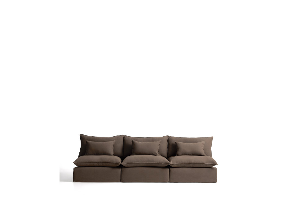 Modulsofa Anarela, 5-Sitzer, mit abnehmbarem Bezug aus taubengrauem Leinen, 330 cm, FSC Mix-zertifiziert
