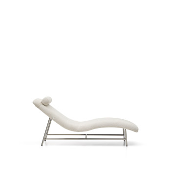 Osla Sofa aus beigem Chenille mit Beinen aus gebürstetem Edelstahl 175 cm