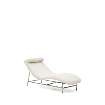 Osla Sofa aus beigem Chenille mit Beinen aus gebürstetem Edelstahl 175 cm