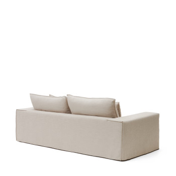 Anarela 3-Sitzer-Sofa mit abnehmbarem Bezug und beigen Leinenkissen, 280 cm