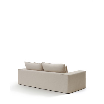 Anarela 3-Sitzer-Sofa mit abnehmbarem Bezug und Kissen aus beigefarbenem Leinen FSC Mix Credit 280 cm.