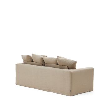 Nora 3-Sitzer-Sofa mit abnehmbarem Bezug und Kissen aus Leinen und Baumwolle