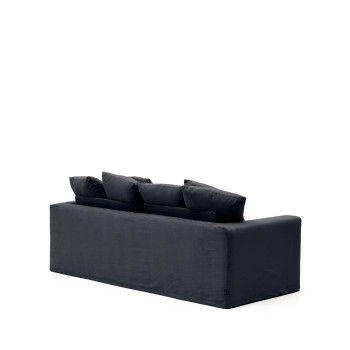 Nora 3-Sitzer-Sofa mit abnehmbarem Bezug und Kissen aus Leinen und Baumwolle