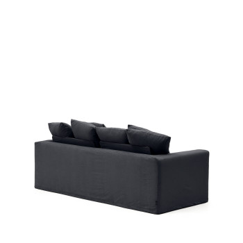 Nora 3-Sitzer-Sofa mit abnehmbarem Bezug und Kissen aus Leinen und Baumwolle