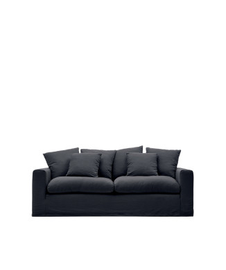 Nora 3-Sitzer-Sofa mit abnehmbarem Bezug und Kissen aus Leinen und Baumwolle