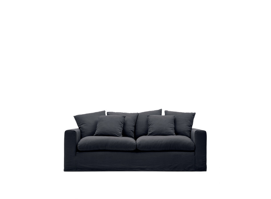 Nora 3-Sitzer-Sofa mit abnehmbarem Bezug und Kissen aus Leinen und Baumwolle