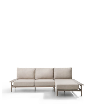 Vathi 3-Sitzer-Aluminiumsofa mit Chaiselongue rechts, Taubengrau, 250 x 159 cm