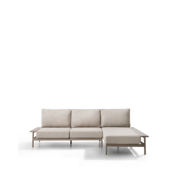 Vathi 3-Sitzer-Aluminiumsofa mit Chaiselongue rechts, Taubengrau, 250 x 159 cm