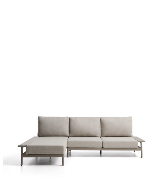 Vathi 3-Sitzer-Aluminiumsofa mit Chaiselongue links, Taubengrau, 250 x 159 cm