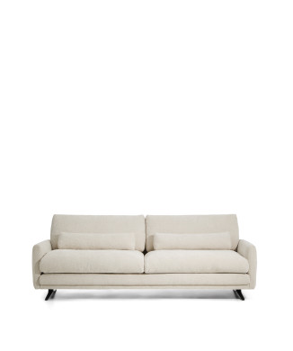Veliro 3-Sitzer-Sofa aus beigem Chenille mit schwarzen Stahlbeinen 240 cm FSC Mix Credit