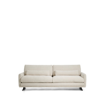 Veliro 3-Sitzer-Sofa aus beigem Chenille mit schwarzen Stahlbeinen 240 cm FSC Mix Credit