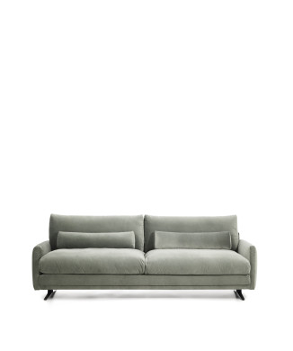 Veliro 3-Sitzer-Sofa aus grünem Samt mit schwarzen Stahlbeinen 240 cm FSC Mix Credit