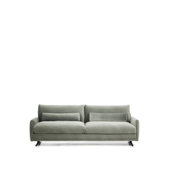 Veliro 3-Sitzer-Sofa aus grünem Samt mit schwarzen Stahlbeinen 240 cm FSC Mix Credit