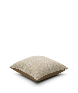 Nalian Bodenkissenbezug, 100 % PET, beige, kariert, 70 x 70 cm