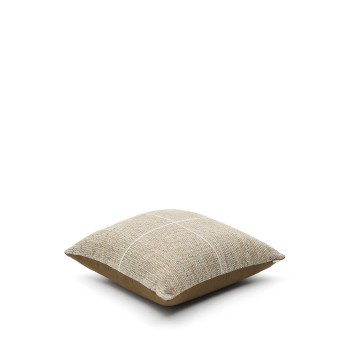 Nalian Bodenkissenbezug, 100 % PET, beige, kariert, 70 x 70 cm