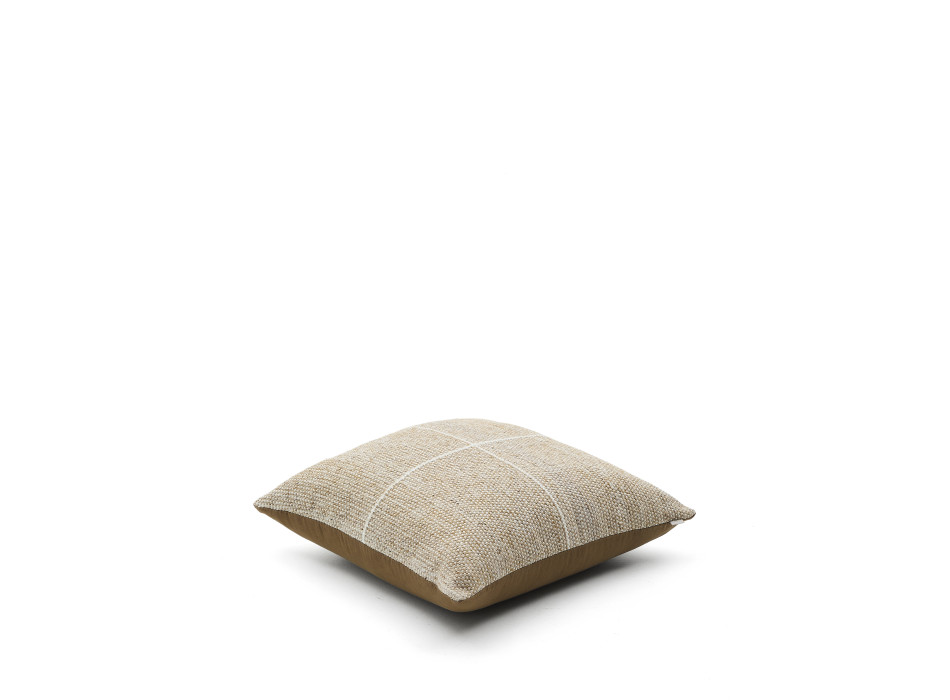 Nalian Bodenkissenbezug, 100 % PET, beige, kariert, 70 x 70 cm