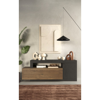 FREEDOM - niedriges Sideboard mit 1 Tür und 2 Schubladen