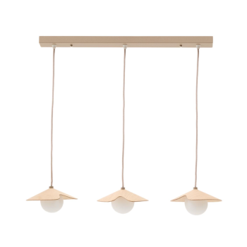 Deckenleuchte Wilara in Eichenfurnier mit 3 weißen Rauchglasperlen