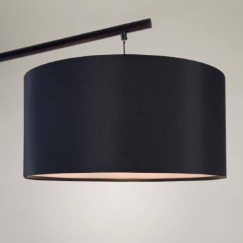 Ciana Stehlampe aus Metall mit schwarzem Finish und Baumwoll-Deckenlampe
