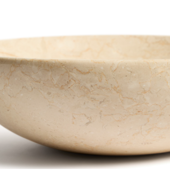 Darnen Aufsatzwaschbecken aus beigefarbenem Marmor, Ø 40 cm