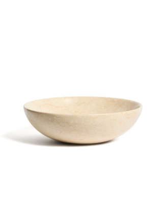 Darnen Aufsatzwaschbecken aus beigefarbenem Marmor, Ø 40 cm