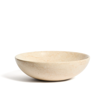 Darnen Aufsatzwaschbecken aus beigefarbenem Marmor, Ø 40 cm