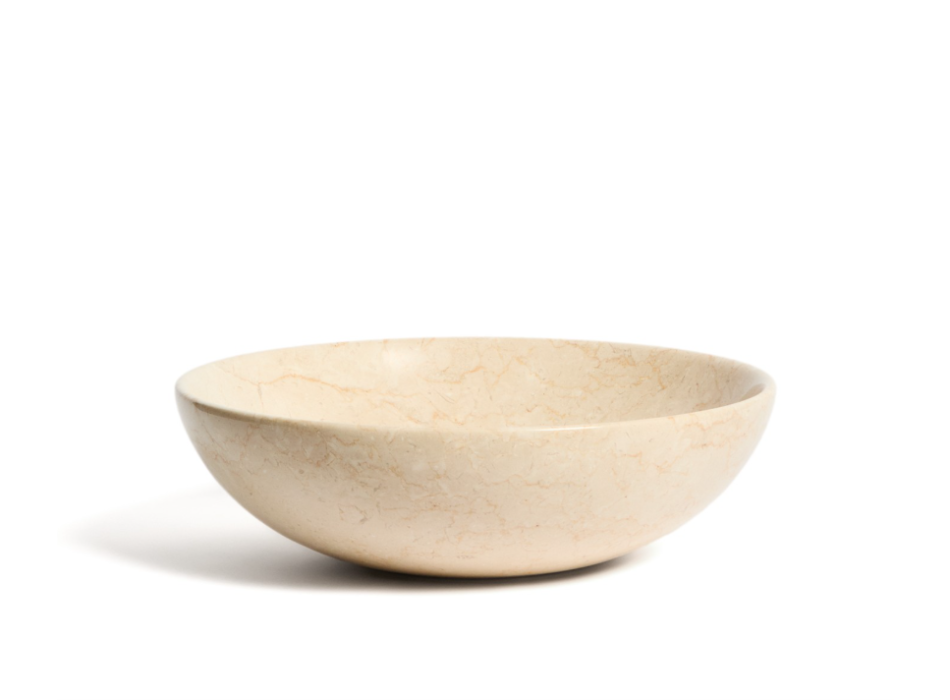 Darnen Aufsatzwaschbecken aus beigefarbenem Marmor, Ø 40 cm