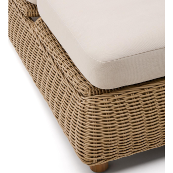 Doppelte Sonnenliege Meria aus synthetischem Rattan und Beinen aus 100 % FSC-zertifiziertem Akazienholz