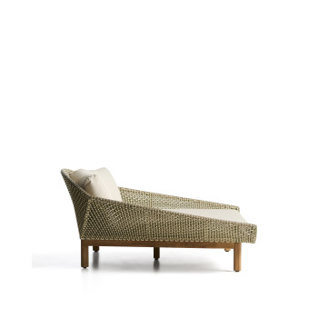 Olbia Doppel-Sonnenliege aus synthetischem Rattan und 100 % FSC-zertifiziertem Teakholz