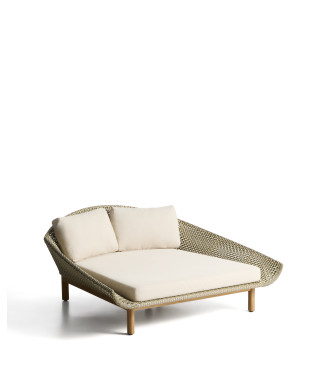 Olbia Doppel-Sonnenliege aus synthetischem Rattan und 100 % FSC-zertifiziertem Teakholz