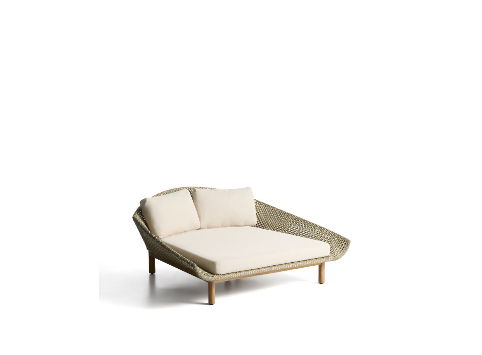 Olbia Doppel-Sonnenliege aus synthetischem Rattan und 100 % FSC-zertifiziertem Teakholz