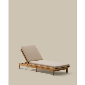Galea Sonnenliege aus massivem Teakholz und 100 % FSC-zertifiziertem synthetischem Rattan