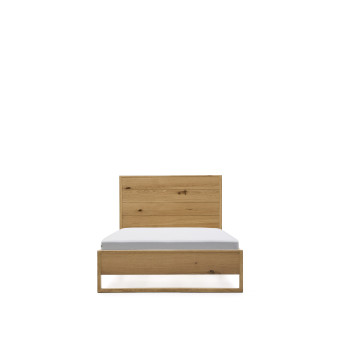 Alguema Bett mit Eichenfurnier und Naturfinish für eine 90 x 190 cm Matratze